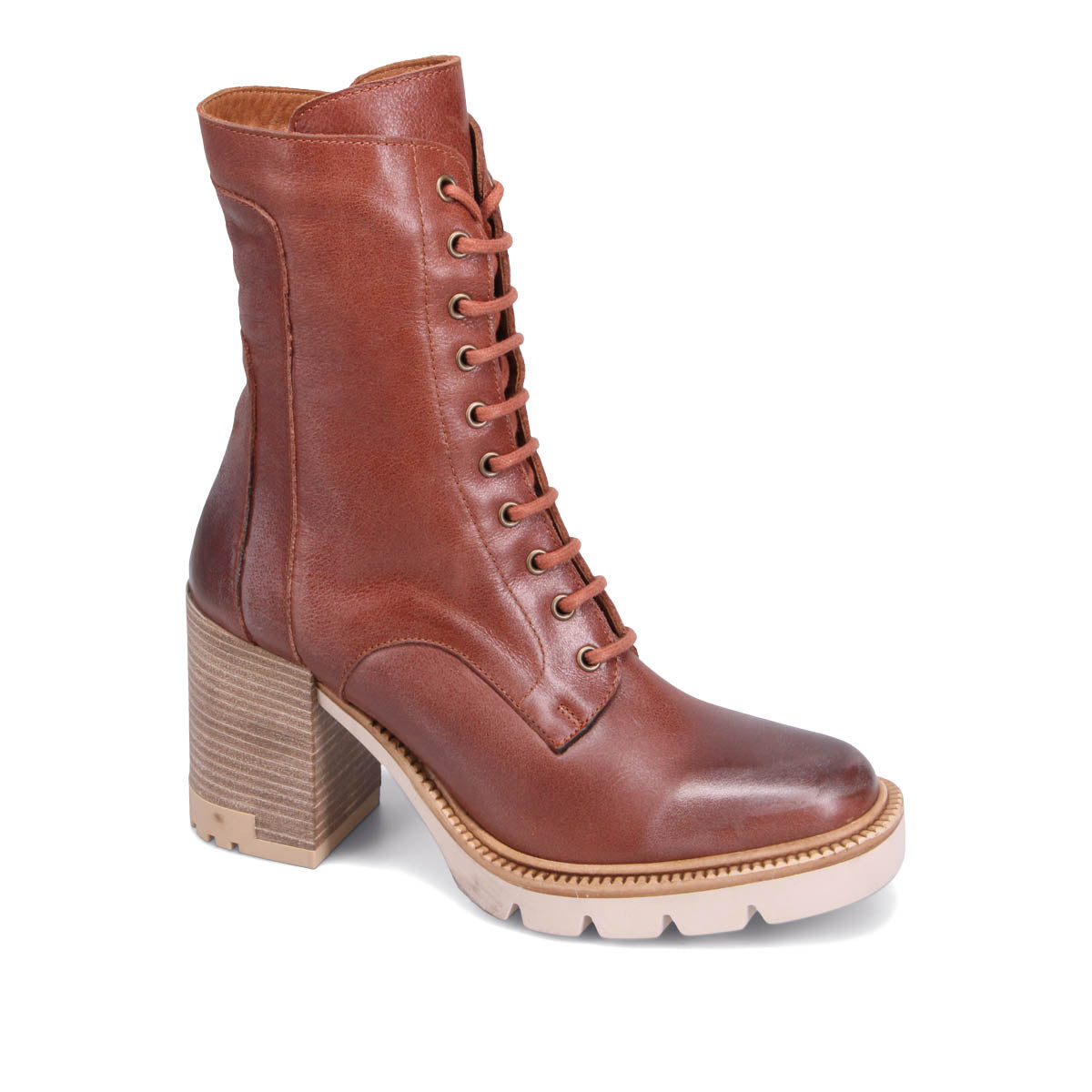 Brown leather 2025 heeled boots