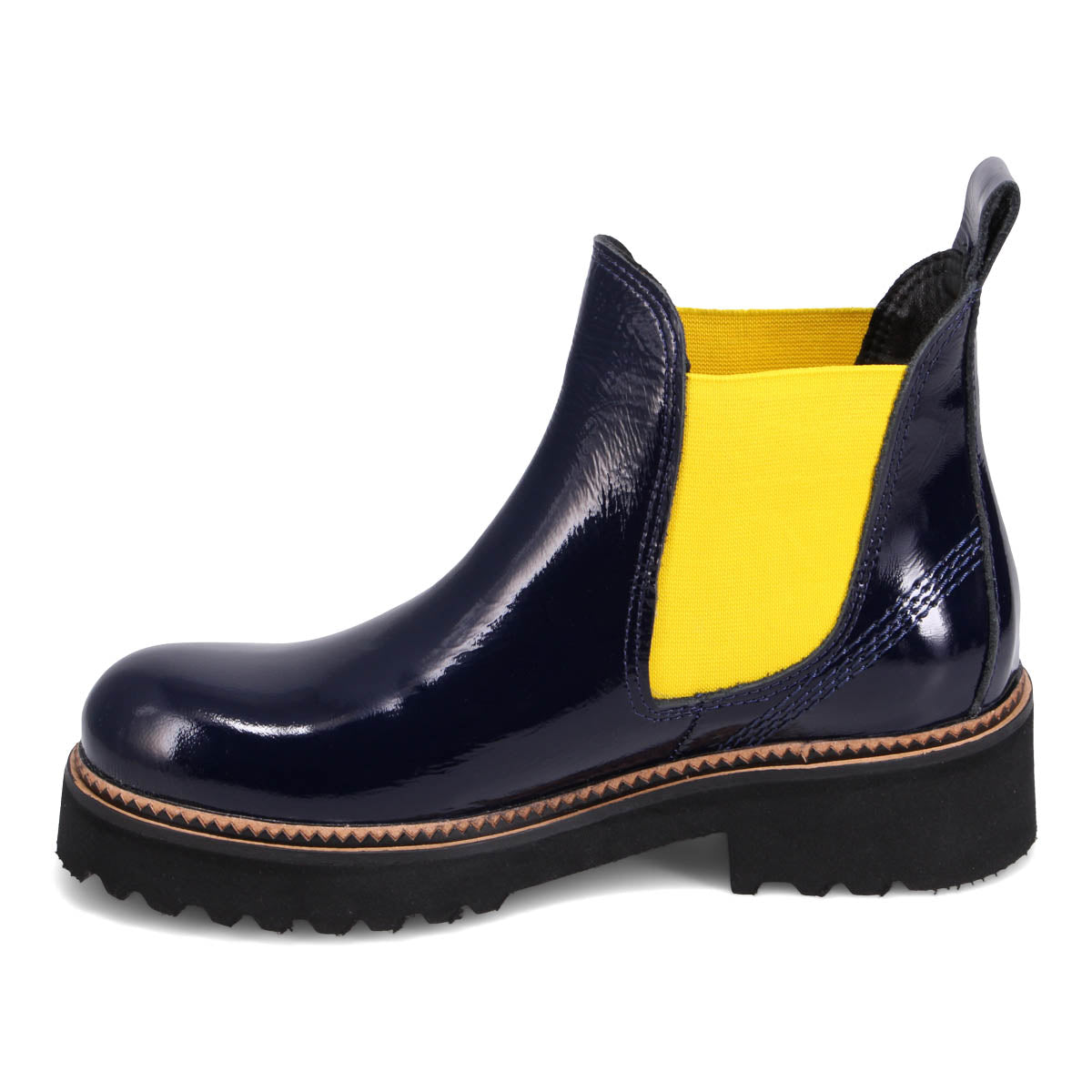 Navy patent 2025 chelsea boots