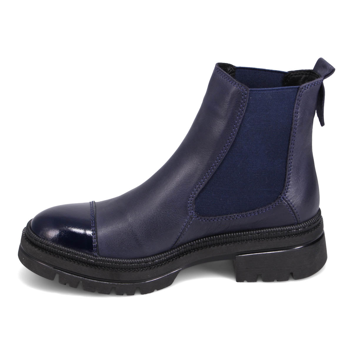 Navy patent 2025 chelsea boots