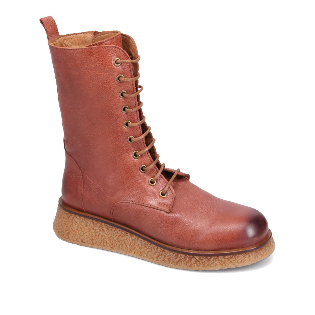 Brown leather lace clearance boots